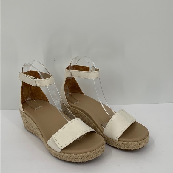 ABEO Cecile wedge espadrille sandals shoe cream leather ankle strap comfort 7.5 - Picture 2 of 7